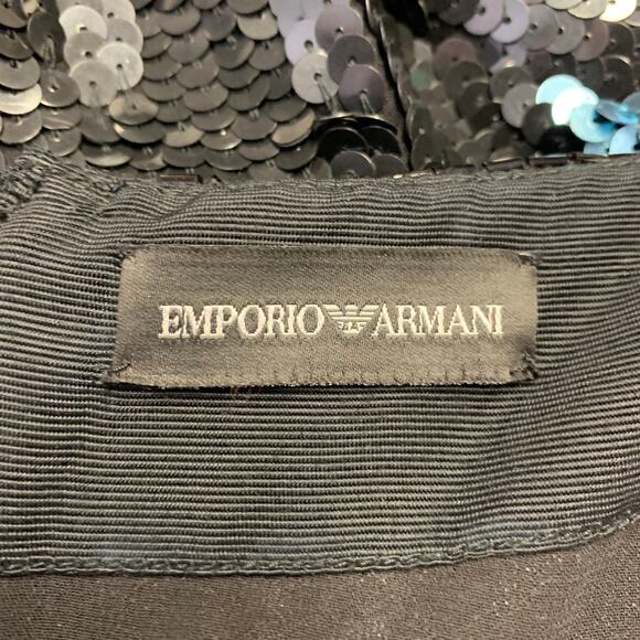 EMPORIO ARMANI Size 4 Black Multi Color Polyester Sequined Polka Dot Dress - Picture 6 of 8